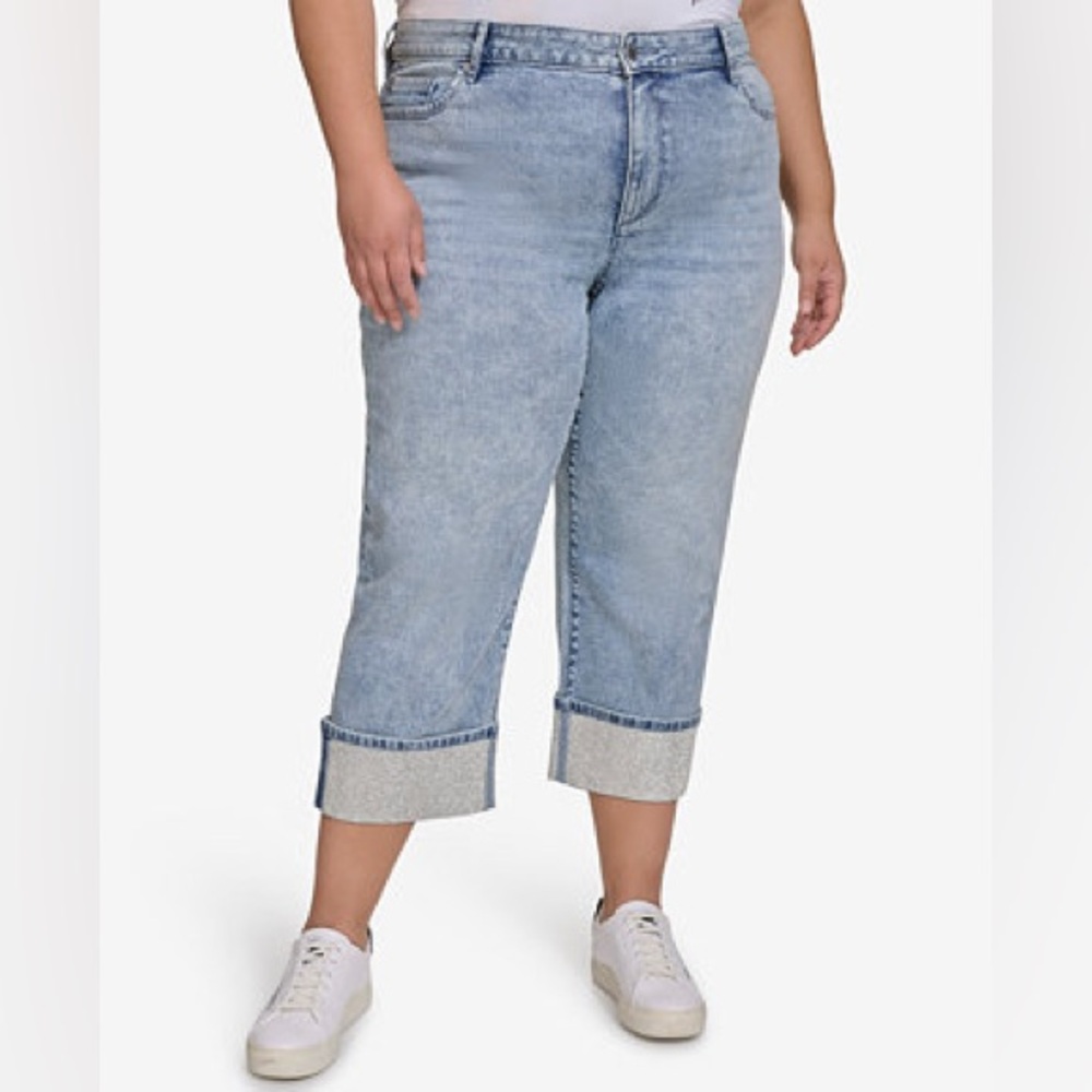 Karl Lagerfeld NWT Light Blue Glitzy Crop Jeans - Picture 2 of 11